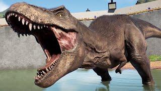 TYRANNOSAURUS REX vs ALL CARNIVORE & HERBIVORE ON ISLA NUBLAR - Jurassic World Evolution 2