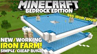 Minecraft Bedrock: Upgradable IRON FARM! Simple/Working! 440+ Iron/Hour! 1.21 Update Tutorial