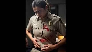 AI Generated Female Cop Stabbed in the Breast and Belly