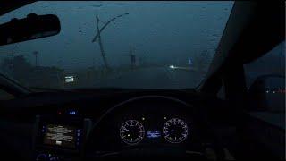 Driving in heavy rain in the afternoon for sleep, work, study