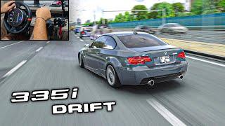 Insane BMW 335i drifting through traffic - assetto corsa - Gameplay (POV)