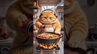 Meow Meow.. cat prepare his own meal....#meow #cat #animals #cats #kitten #trending #funny