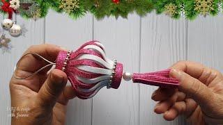 Елочный "Фонарик" из глиттерного фоамирана своими руками/ Glitter Christmas Tree Decoration