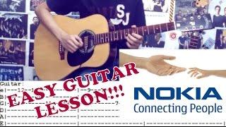 Nokia Tune on Guitar (Easy Guitar Lesson)with Chords and Tab