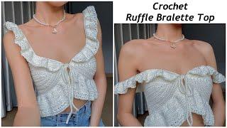 Crochet Ruffle Bralette Top Tutorial | Chenda DIY