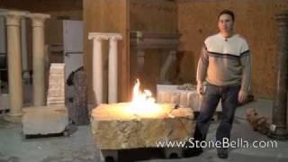 Natural Stone Outdoor Fire Pit with Fire Glass