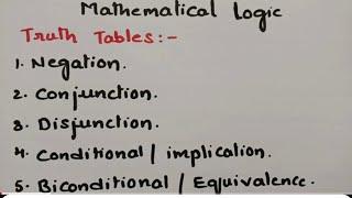 @btech maths hub 7050 Mathematical Logic# Connectives-Truth Tables Negation,conjunction,Disconjunc..