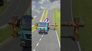 Colourful Cement Trucks vs Logs Trap - BeamNG.Drive