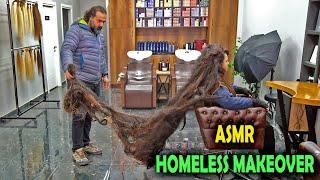 Extreme Haircut Transformation! Homeless Woman’s Long Hair Makeover | ASMR Sounds