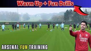 Fun Warm Up Drills For Soccer / Arsenal Training by Mikel Arteta