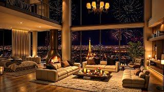 Countdown to New Year 2025  Luxury Paris Apartment with Smooth Jazz Saxophone Music & Fireworks 