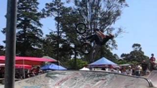 Luke Tilney, backflip the box at logan village bmx comp