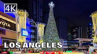 [4K] Los Angeles Downtown at Night - Christmas Walking Tour