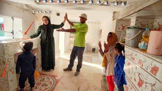 Preparing a dream kitchen with a very beautiful view and the joy of a poor mother in a magical cave