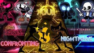 Confronting your nightmare: Confronting yourself but is Cuphead, Sans & Bendy (And Nightmares) - FNF