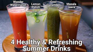 4 Refreshing Summer Drinks Recipes - Lemon Punch, Wonder Melon, Masala Jeera, Cucumber Coolant