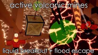 active volcanic mines in liquid breakout and flood escape