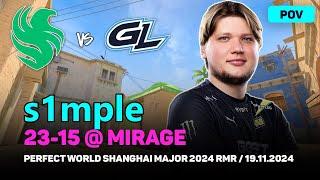 CS2 POV Falcons s1mple (23/15) vs GamerLegion (mirage) @ Perfect World Shanghai Major 2024 RMR