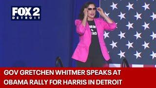 Gov Whitmer speaks at Obama rally for Harris in Detroit