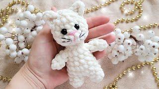 КОТИКМАЛЫШ ИЗ ПЛЮШЕВОЙ ПРЯЖИ КРЮЧКОМcrochet catgehäkelte Katze