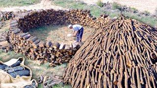 El CARBONERO. Transformación de 10.000 kg de leña en CARBÓN VEGETAL en la naturaleza | Documental