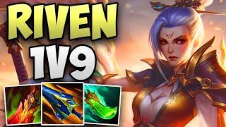 CHALLENGER RIVEN MAIN INSANE 1V9 CARRY GAMEPLAY! | CHALLENGER RIVEN TOP GAMEPLAY | Patch 14.1 S14