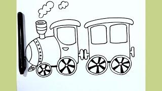 КАК НАРИСОВАТЬ ПОЕЗД  / HOW TO DRAW A TRAIN. Для детей / For kids.