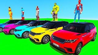 SPIDERMAN CARS Race Challenge on DESERT Rampa ! SUPERHERO HULK Iron Man Goku Racing Car - GTA 5