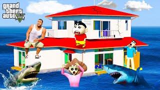 Shin chan’s house was washed away in the tsunami! Franklin Trying to Help Shin Chan Parents in Gta 5