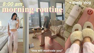 realistic 8am MORNING ROUTINE as med student ️ aesthetic study vlog, healthy habits