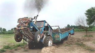 Ford "Extremely" Struggling With Loaded Stuck Trolley | Tractor Videos Mani Tractors