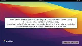 How to set or change static hostname using hostnamectl command in AlmaLinux 8