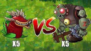 PVZ 1 Fusion Challenge!! 5 Fusion Plants VS 5 Red-Eyed Mecha Gargantuar  + EXTRA - Who Will Win?