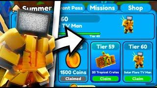 UNLOCKING SUMMER PASS TIER 60!! SOLAR FLARE TV MAN IS OP?!