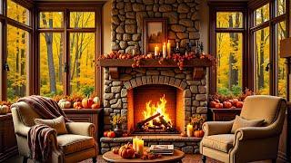 Cozy Autumn Coffee Shop Ambience - Gentle Jazz Tunes & Fall Vibes for Unwind, Stress Relief