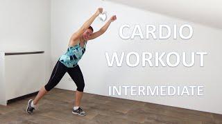 40 Minute Intermediate Cardio Workout – Fat Burning Cardio with Strength Elements