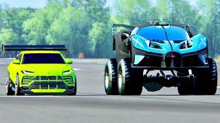 Lamborghini Urus GTR vs Bugatti Bolide Monster Truck at Top Gear Track