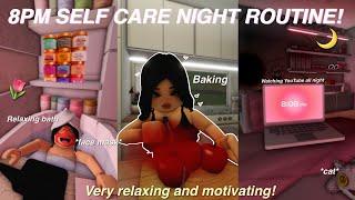 MY 8PM SELF CARE NIGHT ROUTINE!  | living alone ep.2 | Bloxburg Family Roleplay | w/voices