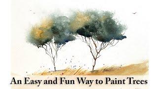 An Easy and Fun Way to Paint Trees in Watercolour | Loose Painting Style | Watercolour Tutorial