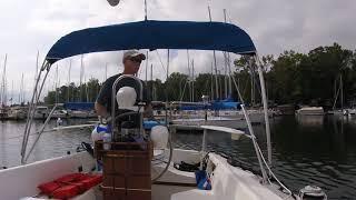 Backing a Catalina 30 into a boat slip, again.