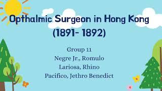 Opthalmic Surgeon in Hongkong(1891-1892) 81075