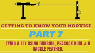 Part 7 of Getting to know your Norvise: TYING A FLY USING DUBBING, PEACOCK HURL & A HACKLE FEATHER