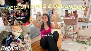 DECLUTTERING and ORGANIZING my MESSY room new decor, deep clean, satisfying