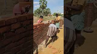 Brick Compound Wall Construction #shorts #shortsfeed #brick #wall #cement