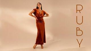 Ruby Rust Velvet Dress,