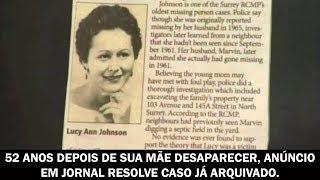 52 anos depois de sua mãe desaparecer, anúncio em jornal resolve caso já arquivado