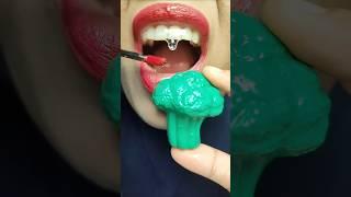 ASMR Magic Vegan Lip Tint with Broccoli into Candy! #short #shorts 990