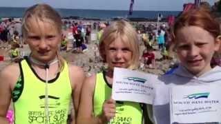 Girls at British Nippers talk about their sandcastle made in the South West Water competition