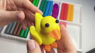 Утенок из пластилина. Уроки лепки для детей. Making duck with Clay/play doh.