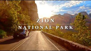 [4K] ZION NATIONAL PARK Sunset Drive - Utah - 4K Relaxing Scenic Driving Tour